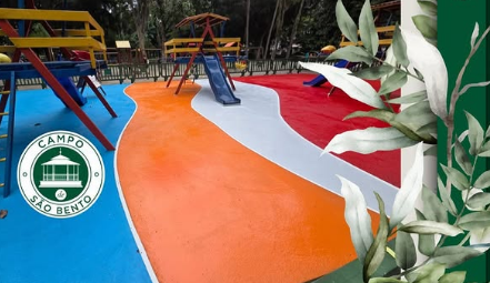 Piso do parquinho do Campo de São Bento recebeu pintura e foi revitalizado